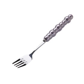 Light Luxury Ceramic Pearl Handle Knife Fork And Spoon Creative Stainless Steel Tableware (Option: Light Purple Dinner Fork)