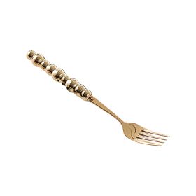 Light Luxury Ceramic Pearl Handle Knife Fork And Spoon Creative Stainless Steel Tableware (Option: Gold Master Dinner Fork)